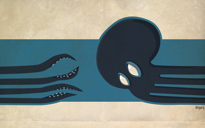 "Quattropus" wallpaper animal illustration octopus sea tentacles vector