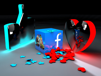 Facebook Like & Love Symbols in 3d 3d animation branding design graphic design illustration logo motion graphics ui vector