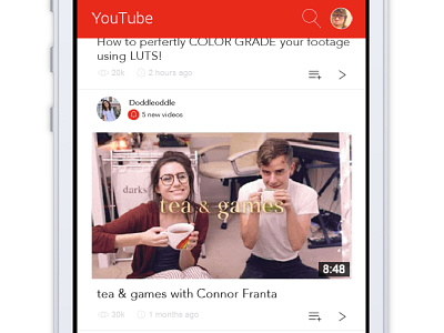 UX Prototype Challenge #1 - Youtube Mobile Homepage interface invision ios learn minimalist mobile app prototype smartphone user experience ux