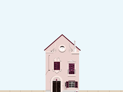 Lonely Pink House - Architecture Series architecture building company exterior high rise house illustration malaysian quaint skyscraper vector windows