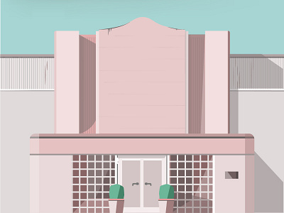 Pink Building architecture building company exterior house illustration malaysian pastel pink quaint vector windows
