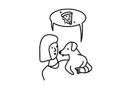 thank dog we have something in common animal characters dogs gifts girl line illustration malaysia pizza