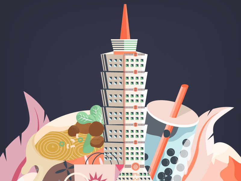 Taiwan shot #2 plants culture bubble tea skyscraper buildings taipei 101 beef noodles illustration travel hua lien taipei taiwan
