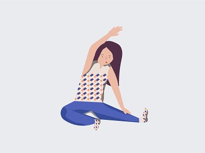 Reluctant Stretching characters female fitness illustration lazy workout