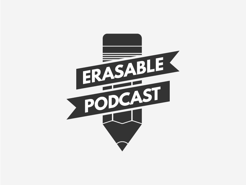 Erasable Podcast Logo black colour erasable eraser flat gif logo pencil podcast simple