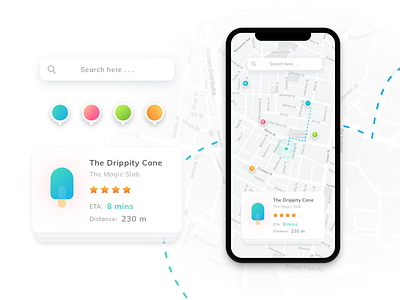 Map Concept - UI Kit app application clean flat geotagging interface iphonex layout map minimal ui ux