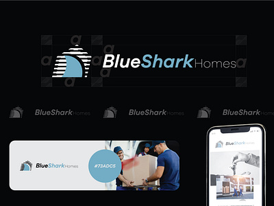 Blue Shark HOMES blueshark branding design fish fishhome graphic design home house icon illustration logo logodesign realestate sellhouse shark typography vector