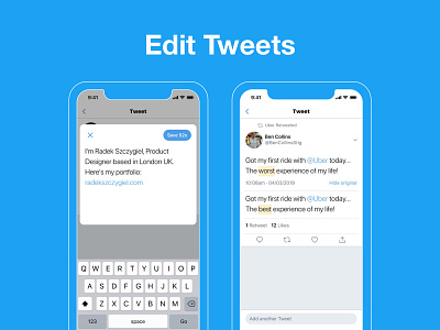 Edit Tweets app application design edit edittweet interface minimal product design tweets twitter typography ui ux