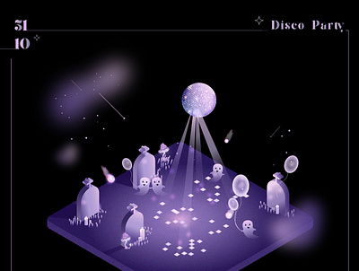 Disco Party on Halloween Night graphic design illustration vector