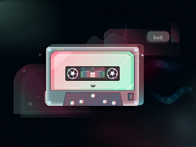 Vibration Of The Cassette Tape blue cassette design dreamy emotion gradient graphic design happy illustration magicworld vector