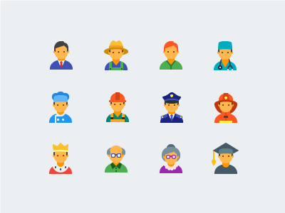 Users cook doctor fireman flat icons gardener icon icons police student user vector icons worker