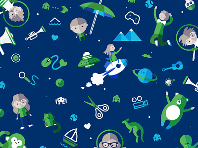 Icons animal blue character green icon icons pattern