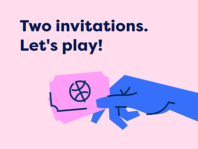 Two Dribbble Invites ball dribbble hand invitations invite pink play ticket two