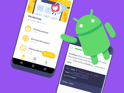 Mimo meets Android android app code learn lesson mascot mmimo mobile robot ui
