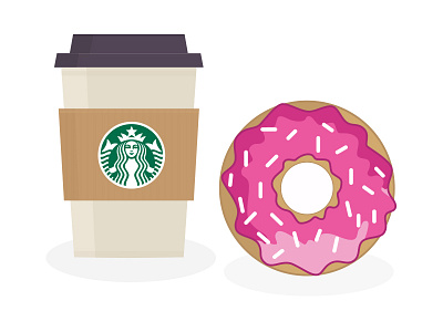 Breakfast color donut illustration simple starbucks
