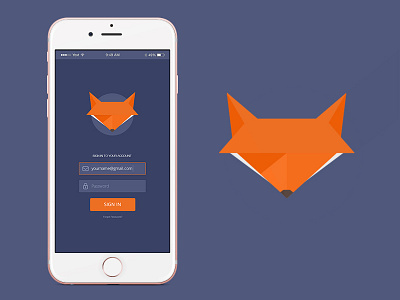 Phox - Smartphone security app concept design flat icon ios iphone 6s logo navy orange ui ux
