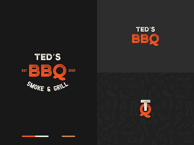 Ted's BBQ bbq branding channel cooking flat food logo logo design simple ted