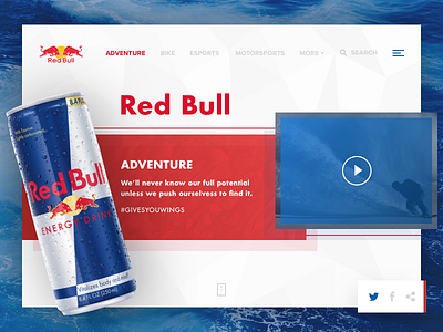 Red Bull (D - 003) card dailyui header redbull sketch ui ux wings