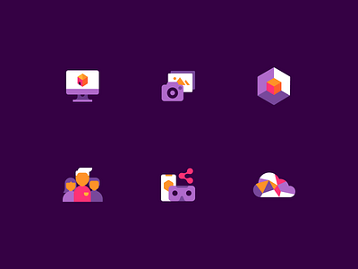 Icon Set abstract building design flat icons illustration modern simple vr web