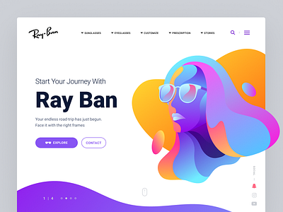 Ray Ban Landing Page ban colors girl glasses illustration landing page ray summer sunny vibrant website
