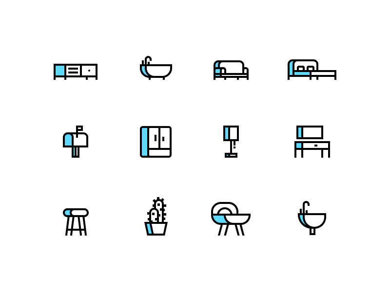 Home Icons abstract design estate flat home house icons illustration modern real simple website
