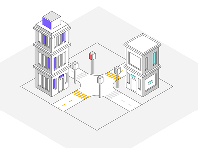 Isometric Buildings abstract design flat icon illustration modern simple web