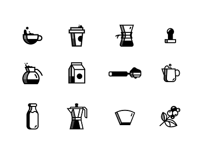 Woke Icon Set branding brew coffee flat icon illustration modern shop simple store vector