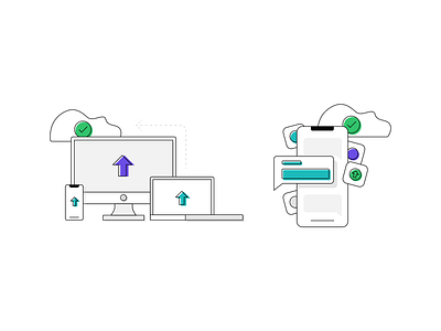 Cloud Based abstract cloud devices flat illustration modern simple storage upload