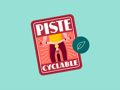 Piste Cyclable badge bicycle bike font illustration label sticker typography