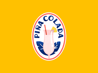 Piña Colada badge cocktail drink font handlettering illustration label lettering pina colada pineapple sticker typography