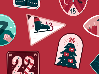 Advent Calendar - Badges advent advent calendar badge badge design christmas illustration lettering love