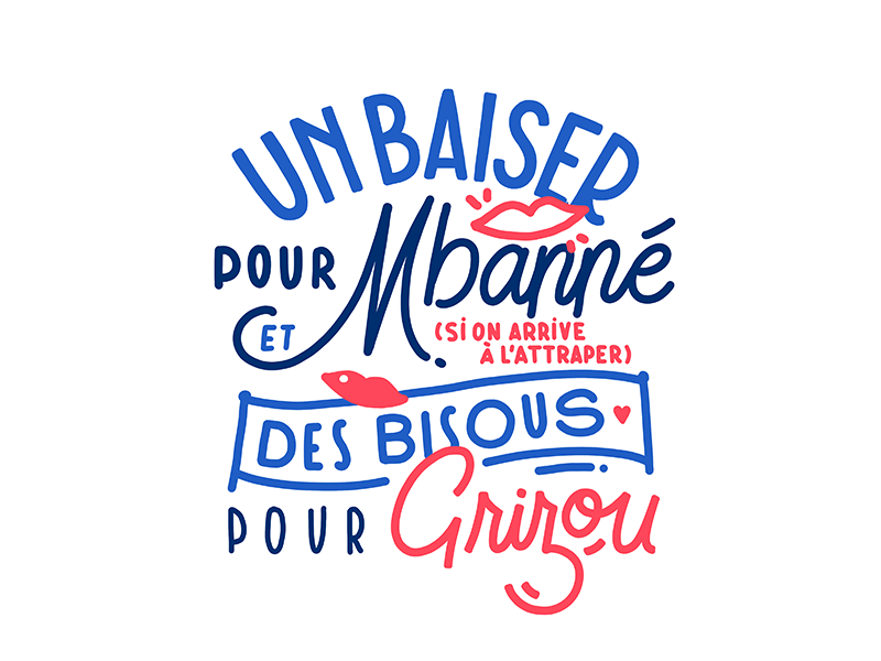 French Kiss world cup soccer typography lettering sport handlettering team france football