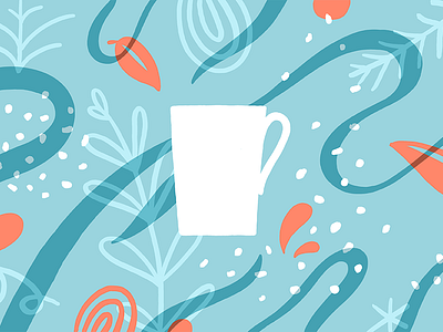 Tea time autumn cup of tea illustration leaves pattern tea