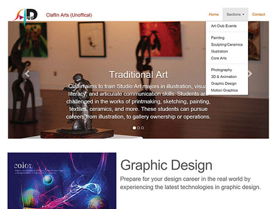 Claflin Arts Site Concept bootstrap css html mobile friendly mockup prototype seo web design website