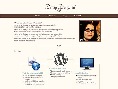 DaisyDesigned Website 1.0 (Wordpress Custom Theme) cms content management system css custom theme graphic design html layout php typography web design website wordpress