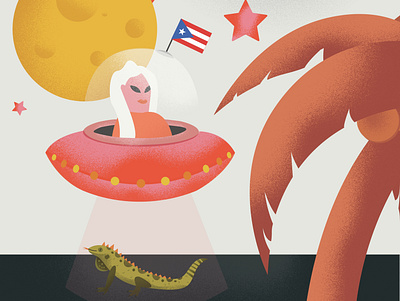 I Love PR alien iguana illustration puerto rico vector vector illustration