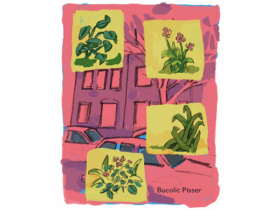 plants with building comics drawing illustration painting photoshop