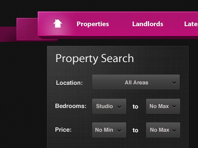 Pink Nav & Property Search interface pink property real estate search texture ui