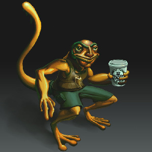 Coffee fiend cartoony character design concept art illustration rendered