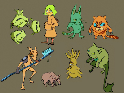 Flash Characters cartoony character design concept art flash games illustration rendered