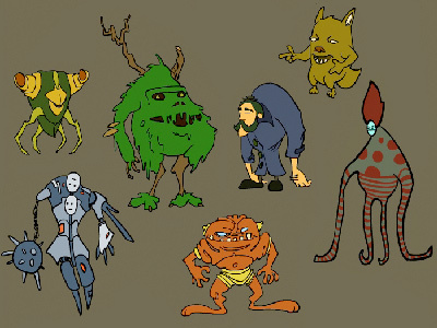 Characters2 cartoony character design concept art flash games illustration rendered