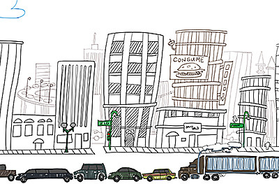 City cartoon city environment explainer illustration traffic jam whiteboard