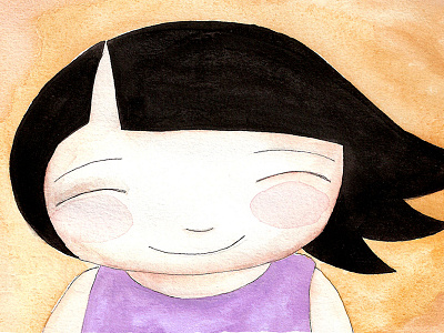 Hanuk book children girl hank happy illustration ink kids smile watercolor