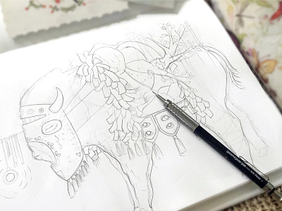 Bison sketch animal bison drawing illustration sketch