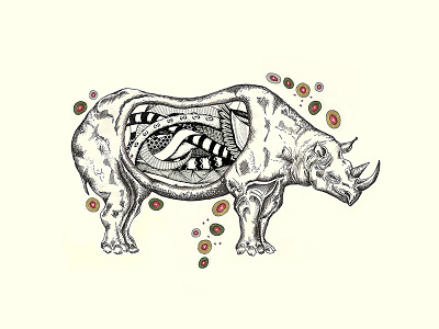 Pachydermata: los de la piel gruesa animal drawing illustration ink rhino rhinoceros