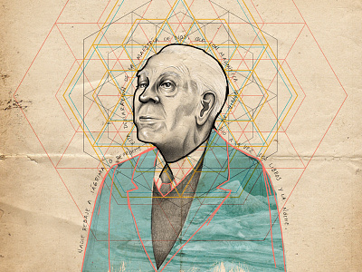 Borges babel borges drawing illustration library sketch writer