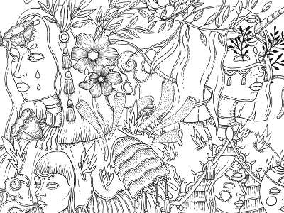 Otherness (WIP detail) black ink drawing illustration in progress illustration microns nature illustration otherness poster poster art poster design poster illustration wip