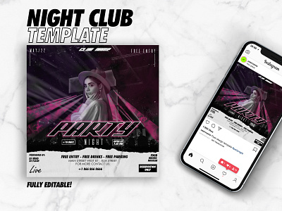 Night Club Flyer brand branding clothing brand design design for sale flyer flyer design flyer design template food flyer graphic design illustration instagram template logo night club night club design night party office party party flyer vector