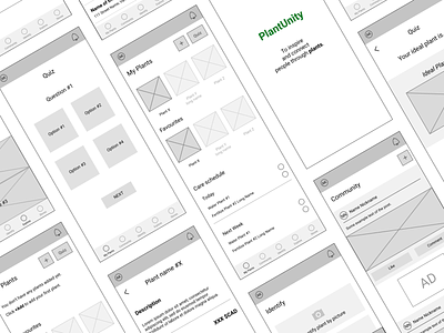 PlantUnity - Mobile App Design - Wireframes