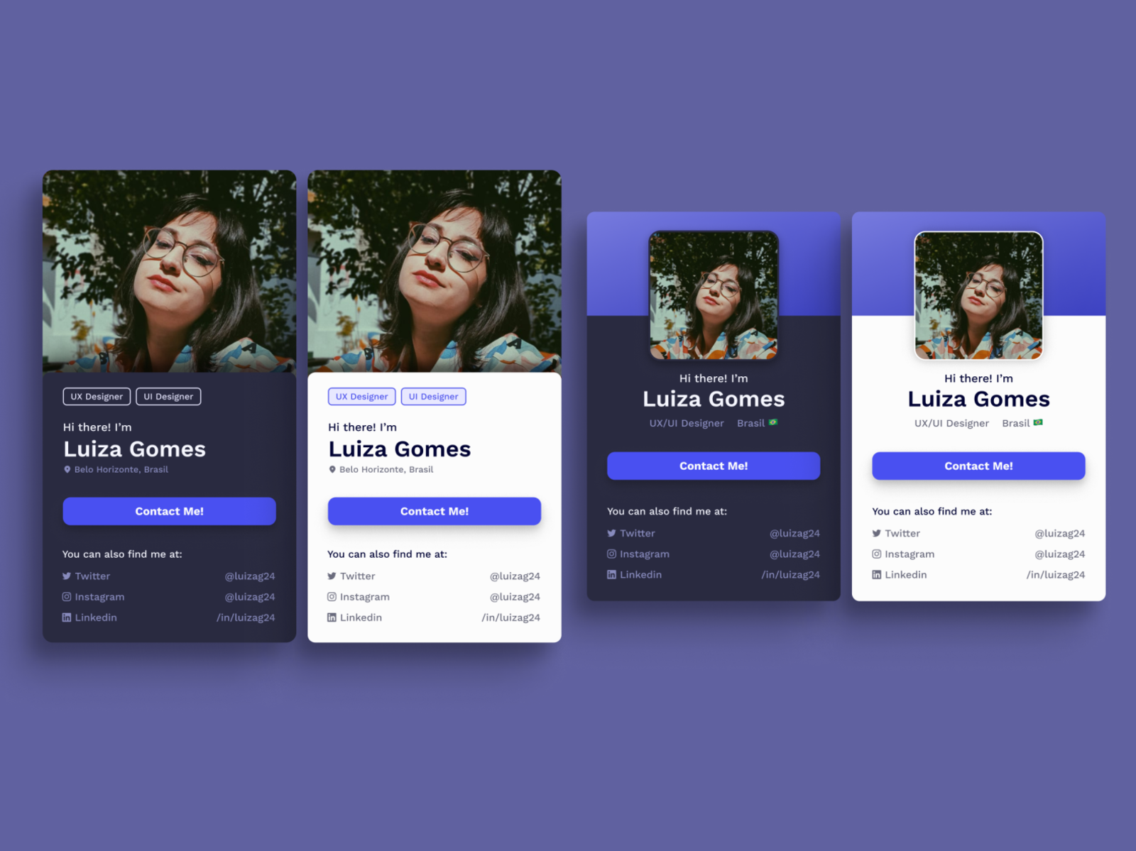 Contact Card by Luiza Gomes on Dribbble